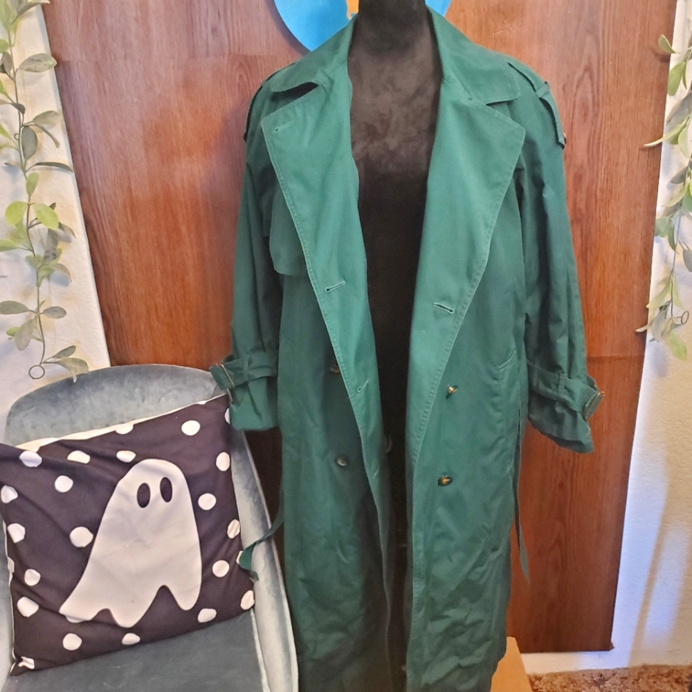 Club 5.4 Vintage Green Petite Trench Coat